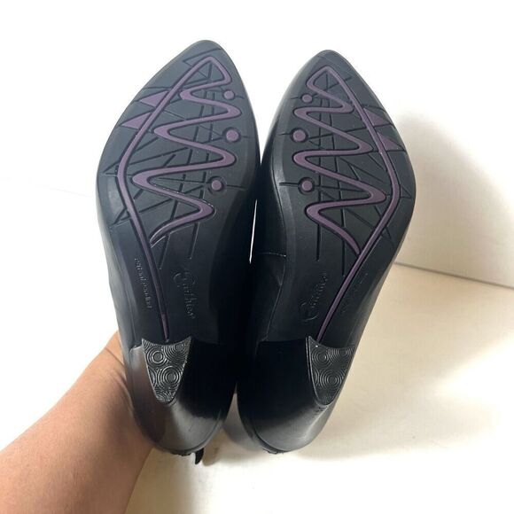 Earthies Womens 7 B Black Leather High Heels Slip On Classic Comfort Casual Pump - Picture 13 of 13